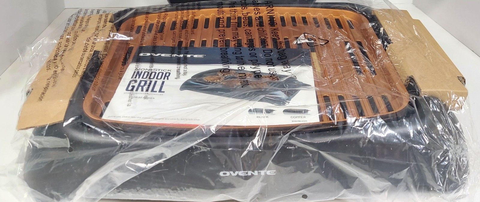 OVENTE Portable Electric Indoor Grill with Non-Stick Grilling Plate Black 1000-W
