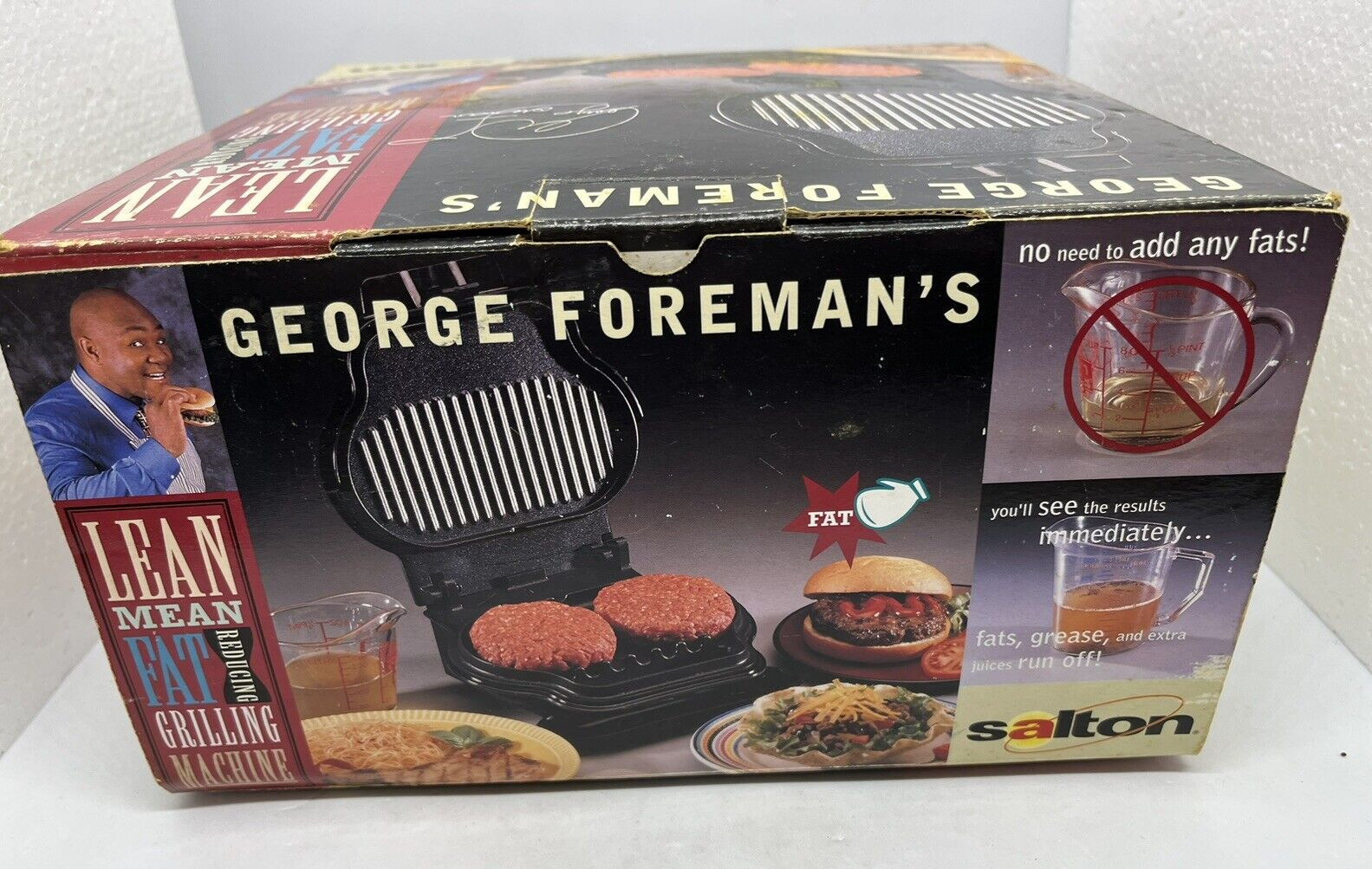 VTG 1999 GEORGE FOREMAN LEAN MEAN FAT REDUCING GRILLING MACHINE MODEL GR10 BLACK