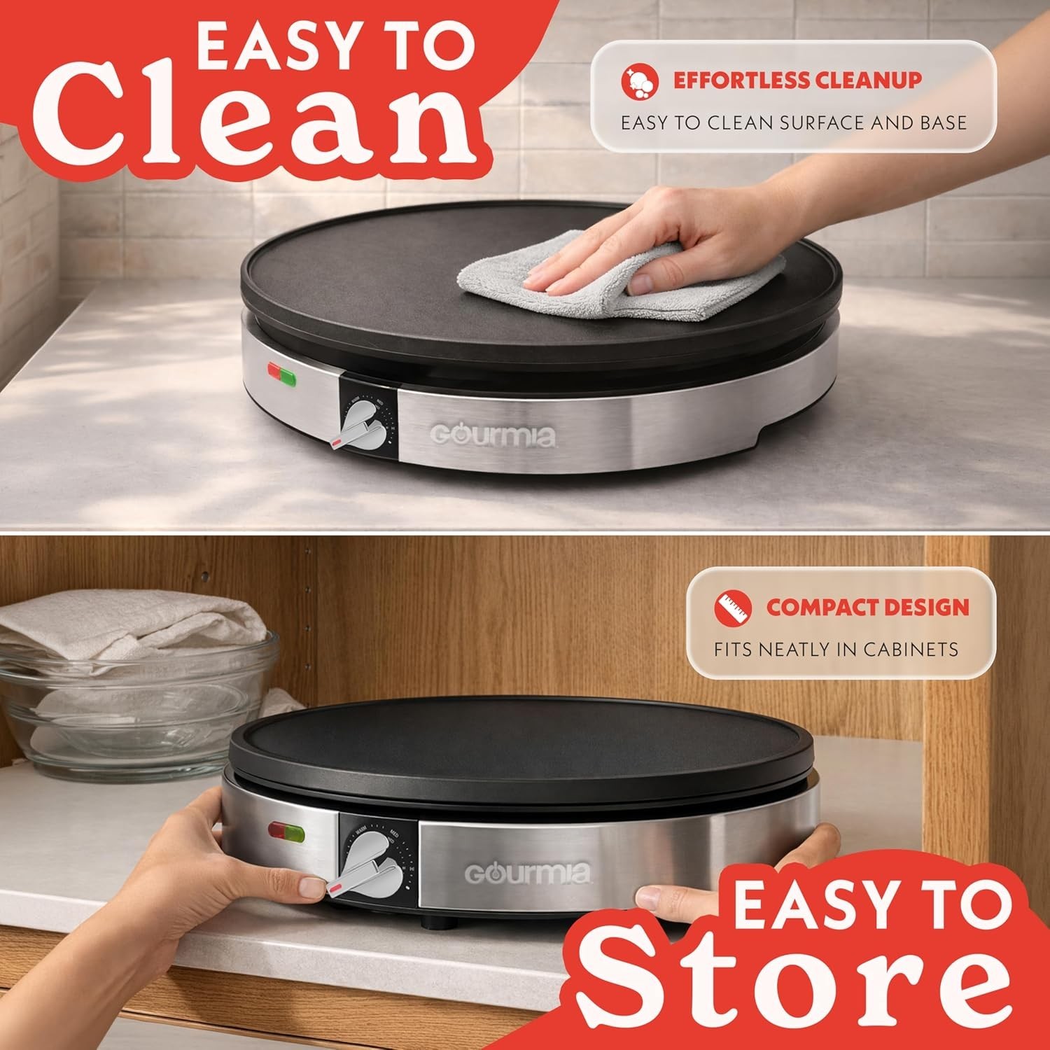 12” Crepe Maker – Nonstick Electric Griddle for Pancakes, Omelets & More, Pre…
