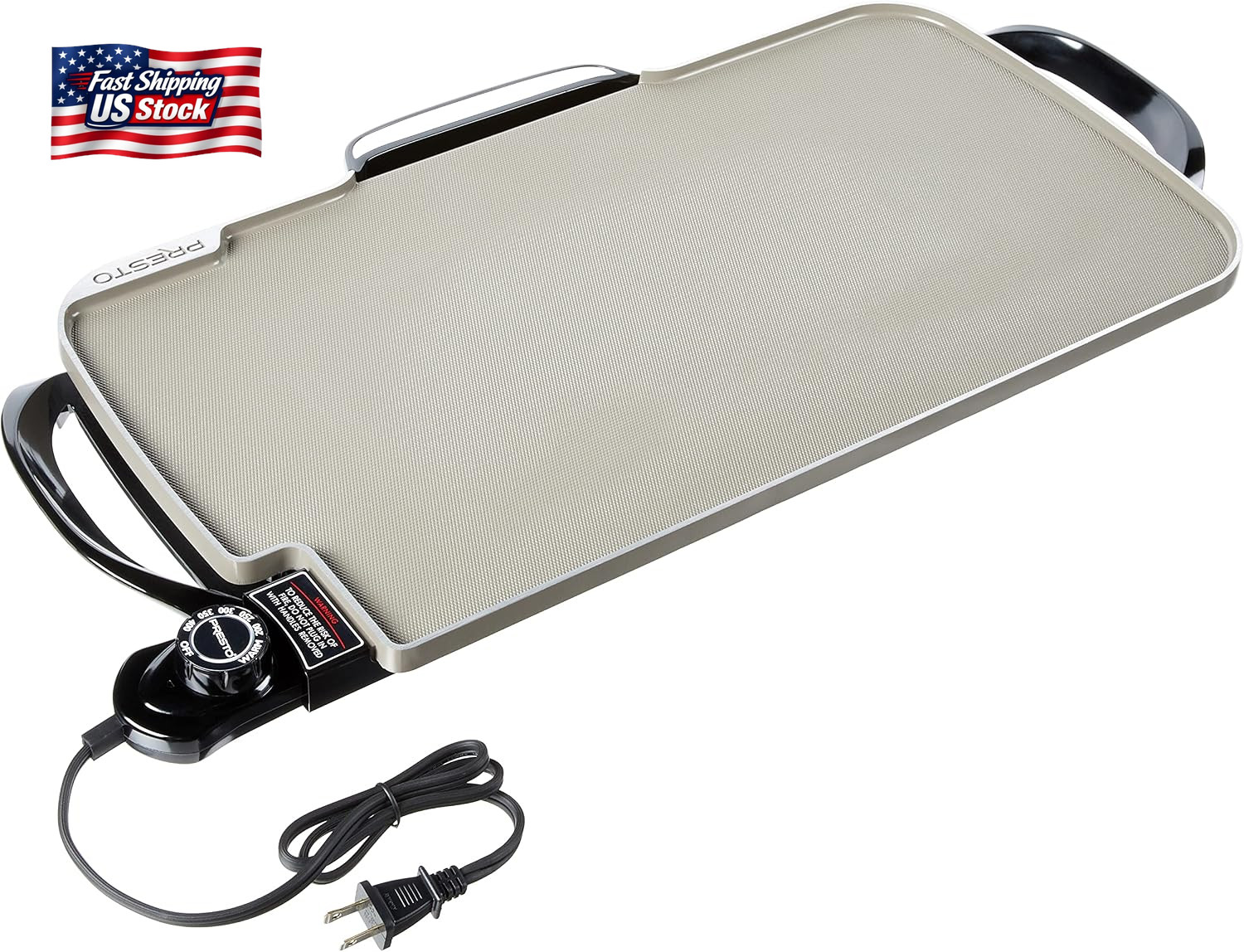Presto 07062-22-Inch Ceramic Removable Handles Electric Griddle, Grey Ceramic