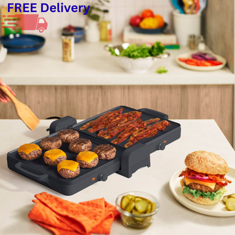 XL Fold and Store Griddle Nonstick Electric Countertop Flat Top Grill Cooking