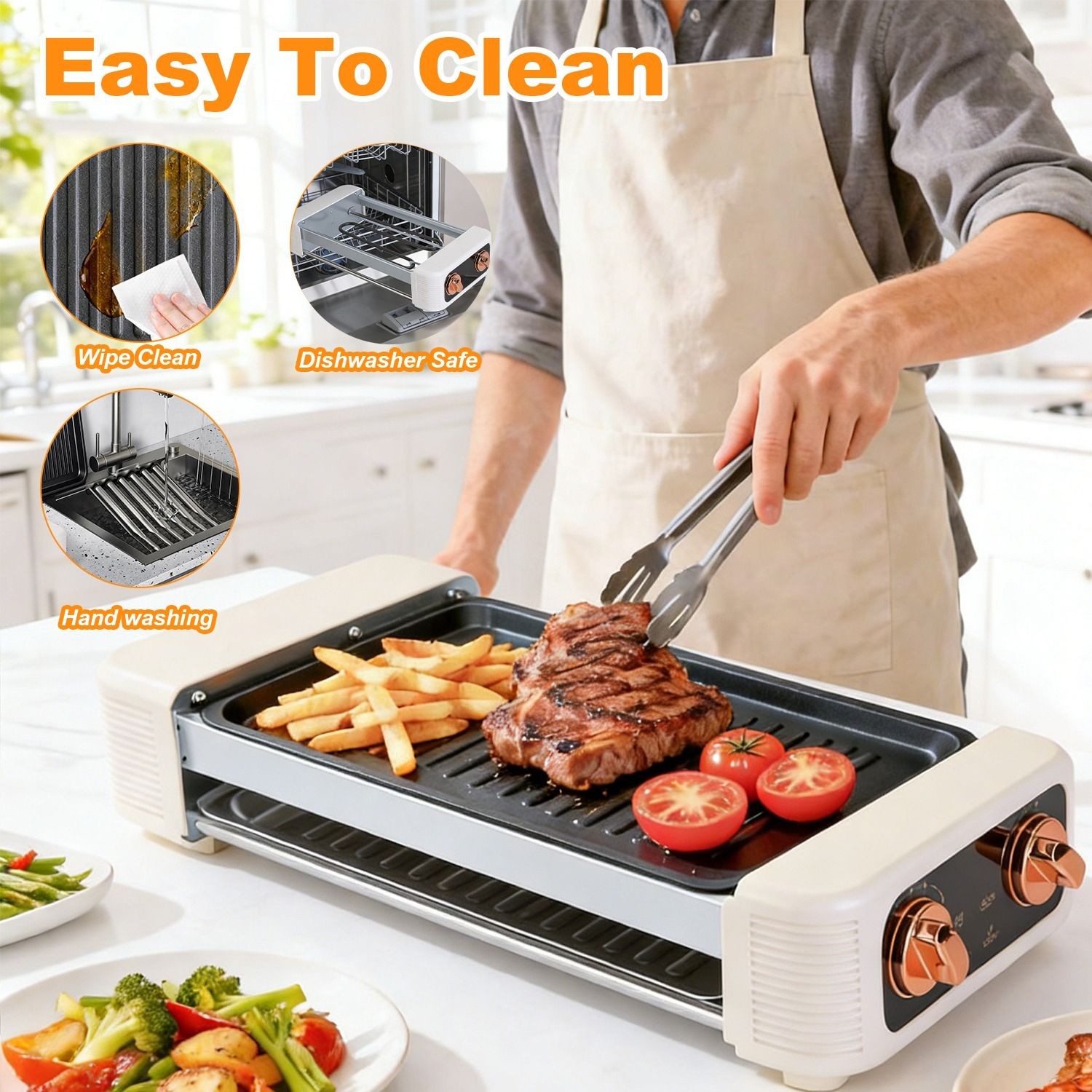 3-in-1 Electric Hot Dog Roller & Grill Machine – Smokeless Indoor/Outdoor