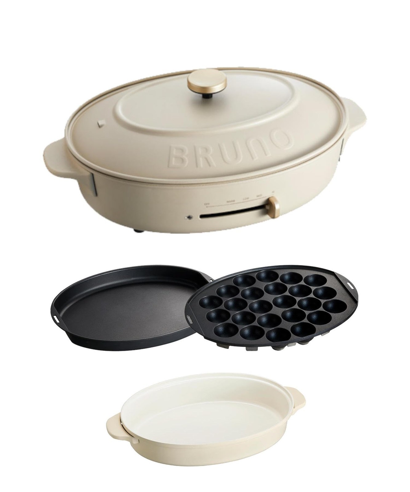 Bruno BOE053-GRG Oval Hot Plate 3 Plates Greige 1200W Temperature Control Japan