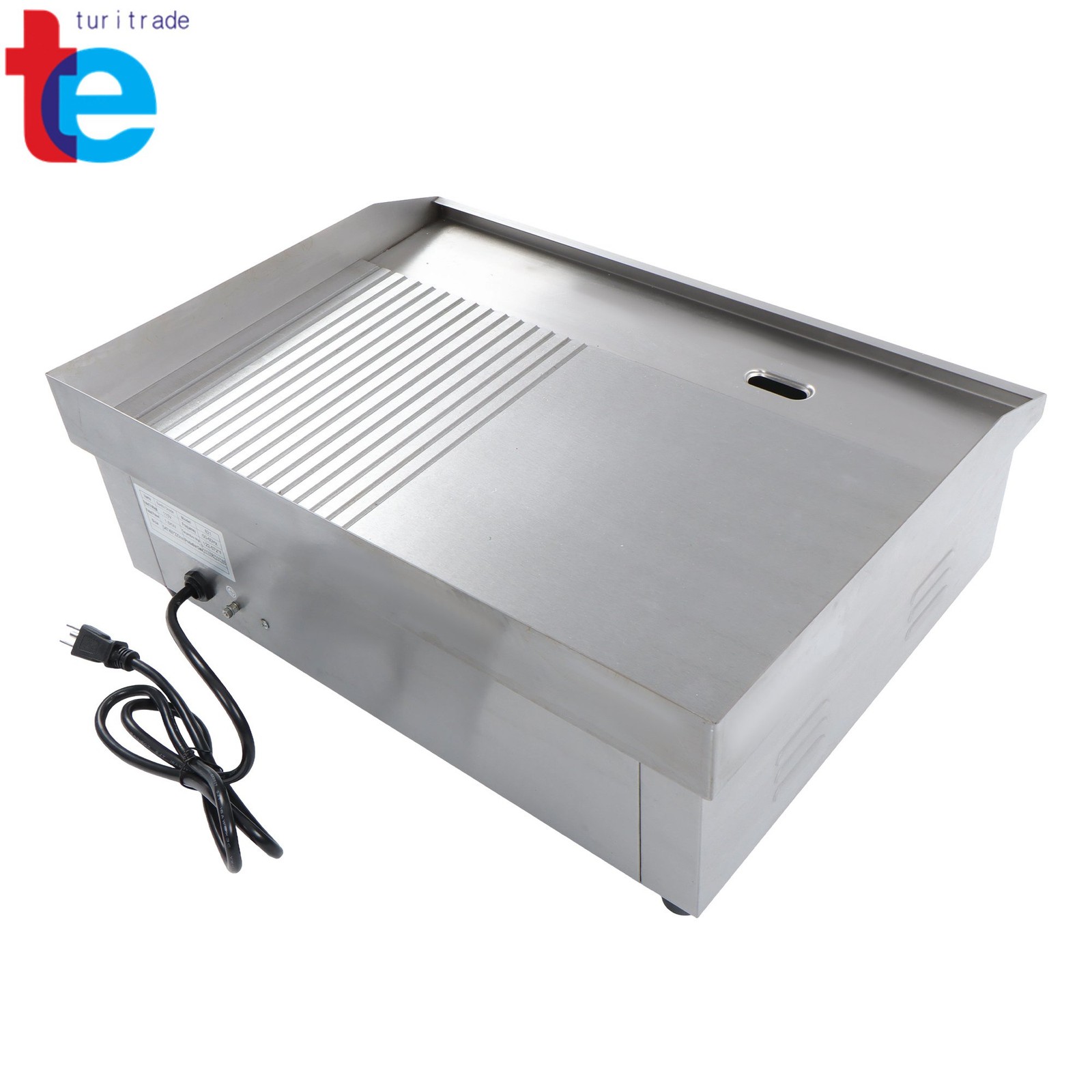 Commercial Electric Griddle, 1600W Countertop Half-Flat Top Grill, 22in