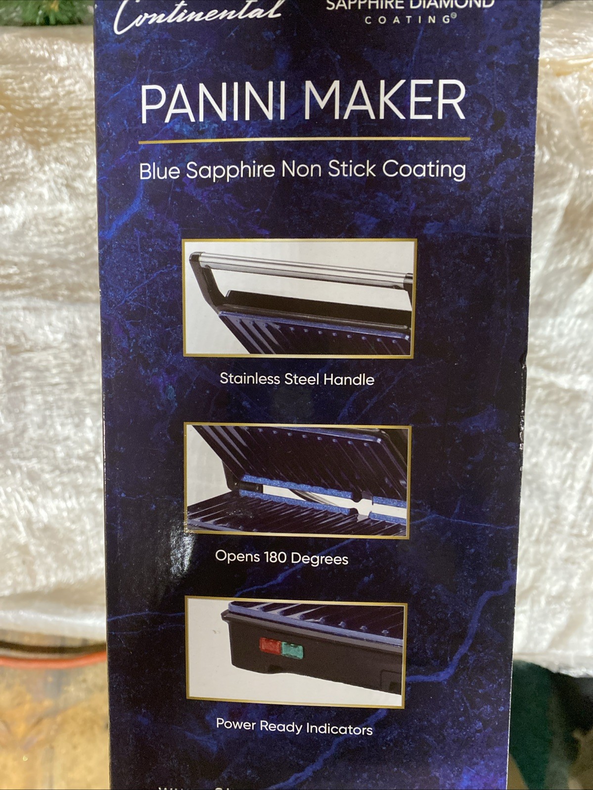 Continental Panini Maker with Sapphire Diamond Coating Stainless Steel Handle