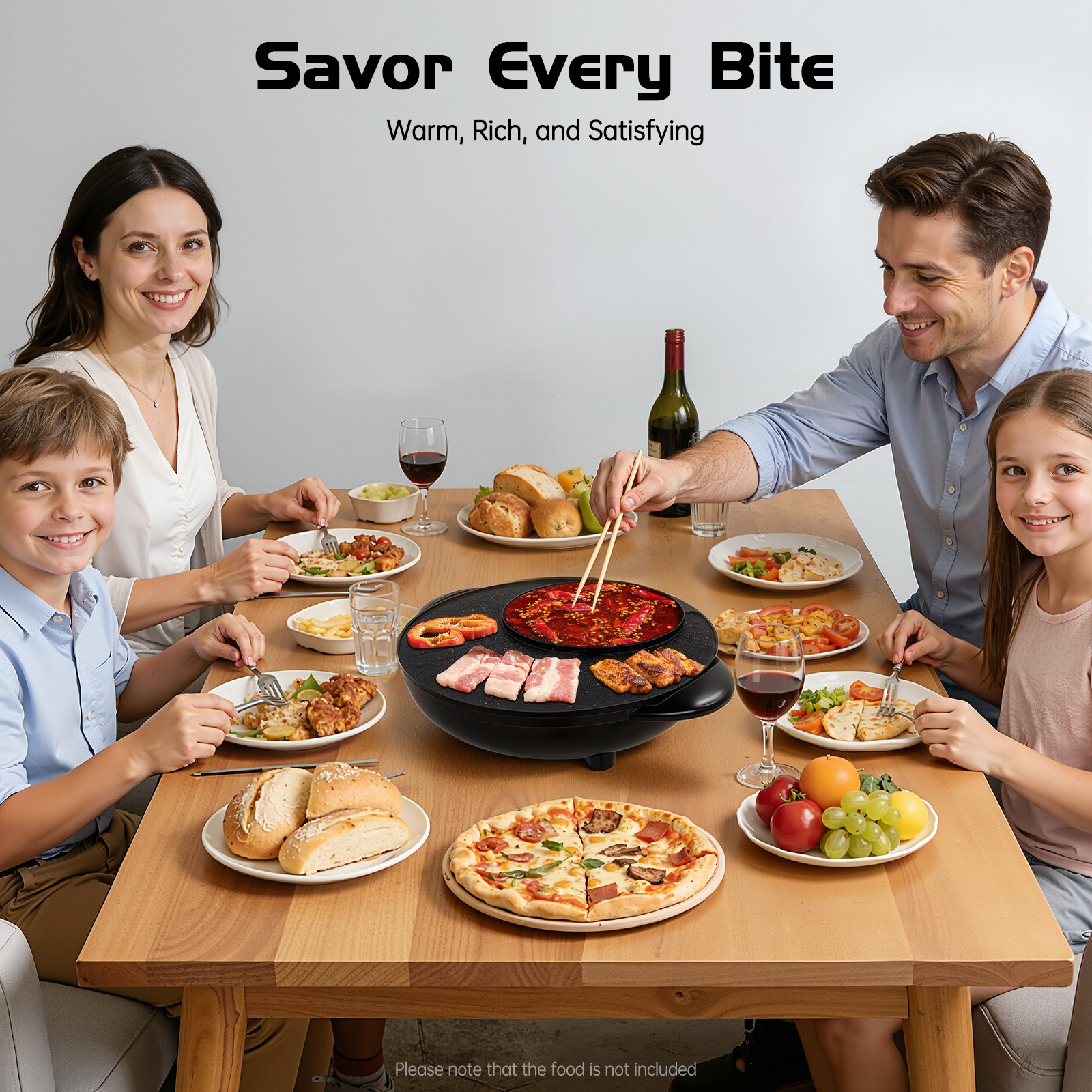 Circular Edition Hotpot Grill Combo Indoor BBQ Parties Electric Hot Pot Black