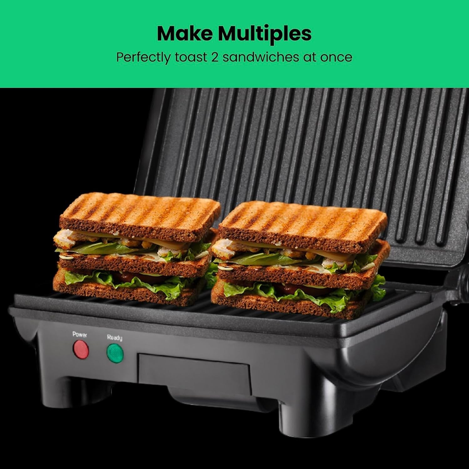 Electric Panini Press Grill, Compact 2-Slice Sandwich Maker, Non-Stick Coated…