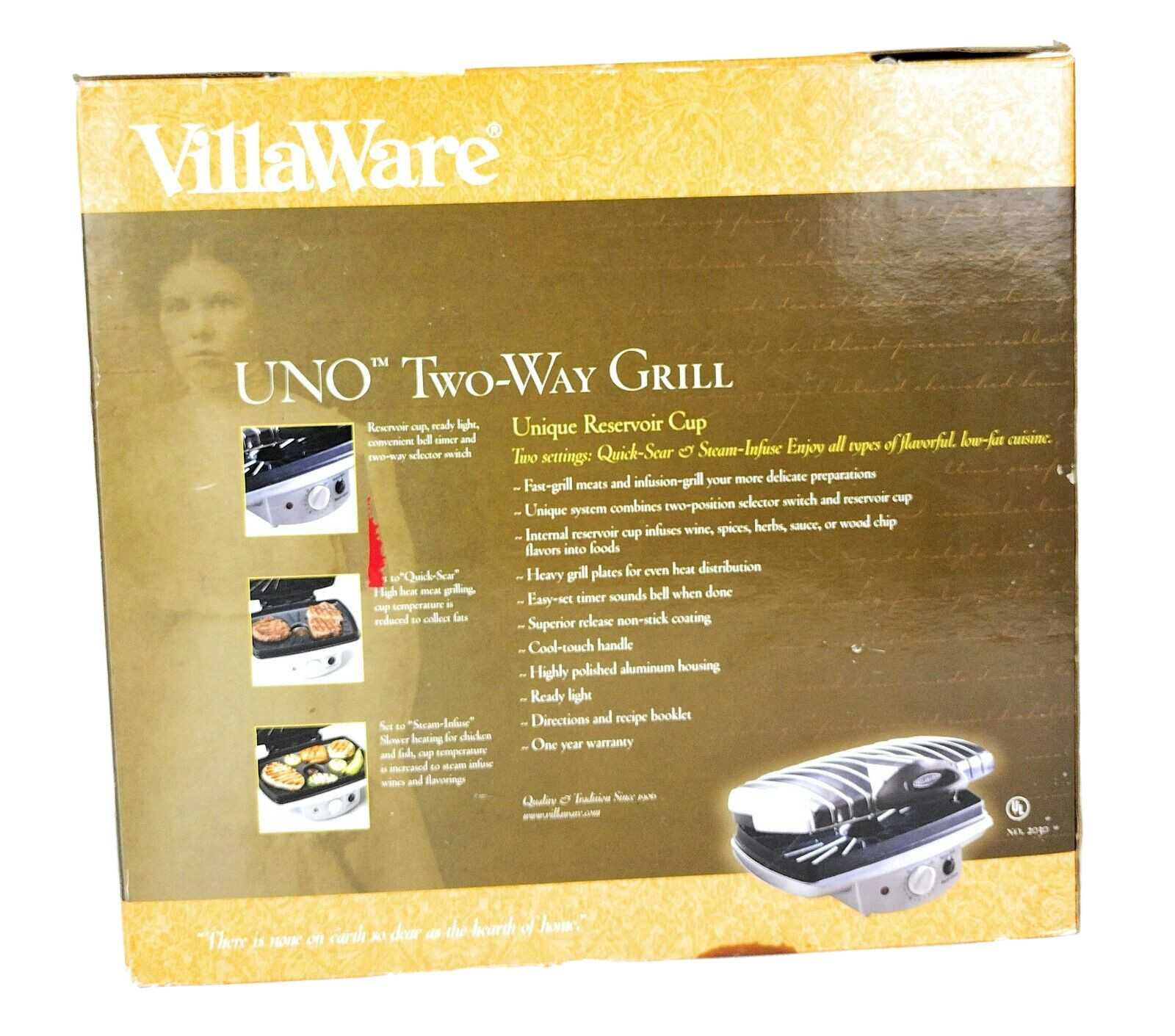 Villaware UNO Two Way Indoor Grill V2030 New in Open Box