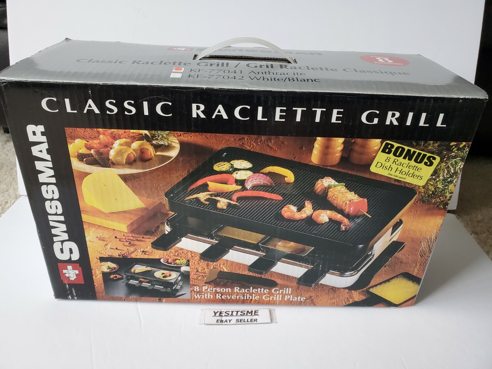 Swissmar 8 Person Classic Raclette /Reverse Grill Cast Aluminum Plate Anthracite