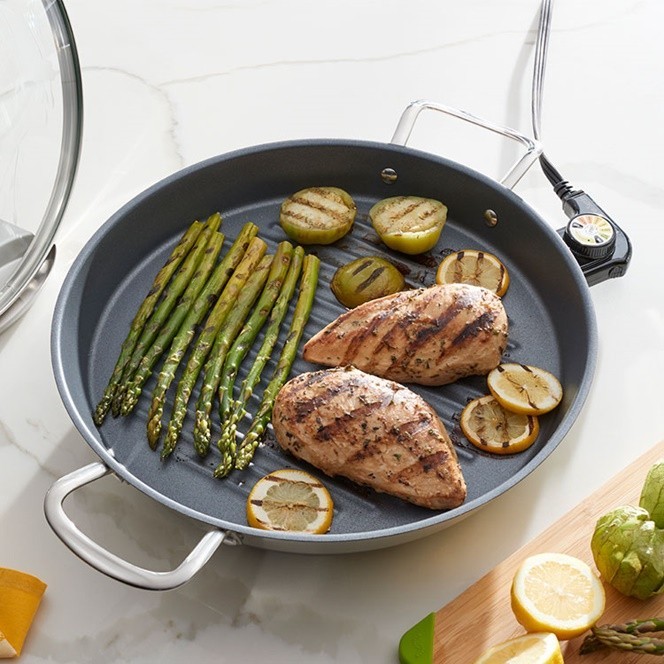 Princess House Stainless Culinario Series 13” Electric Grill Pan 4576 NEW IN BOX