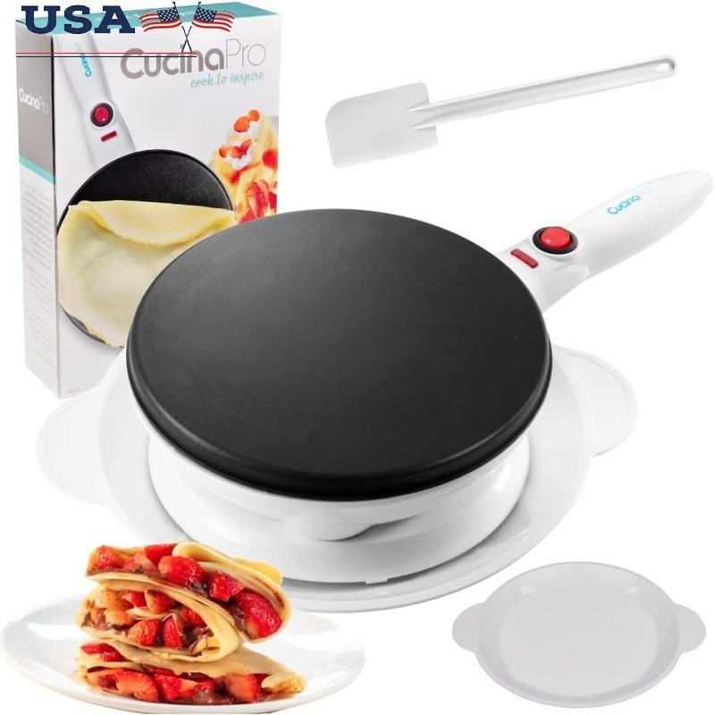 Cordless Crepe Maker Non Stick Electric Kit W/ Recipe Booklet Breakfast Treats