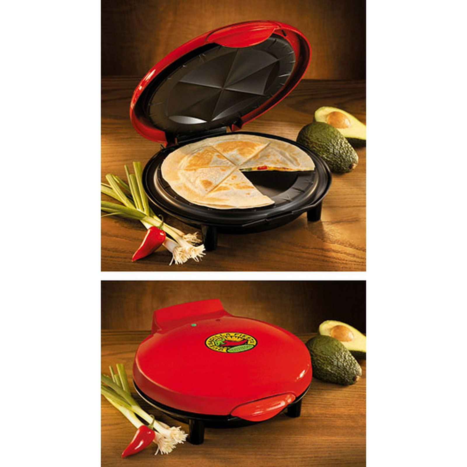 6-Wedge Electric Quesadilla Maker with Removable Tray and Extra Stuffing Latch..