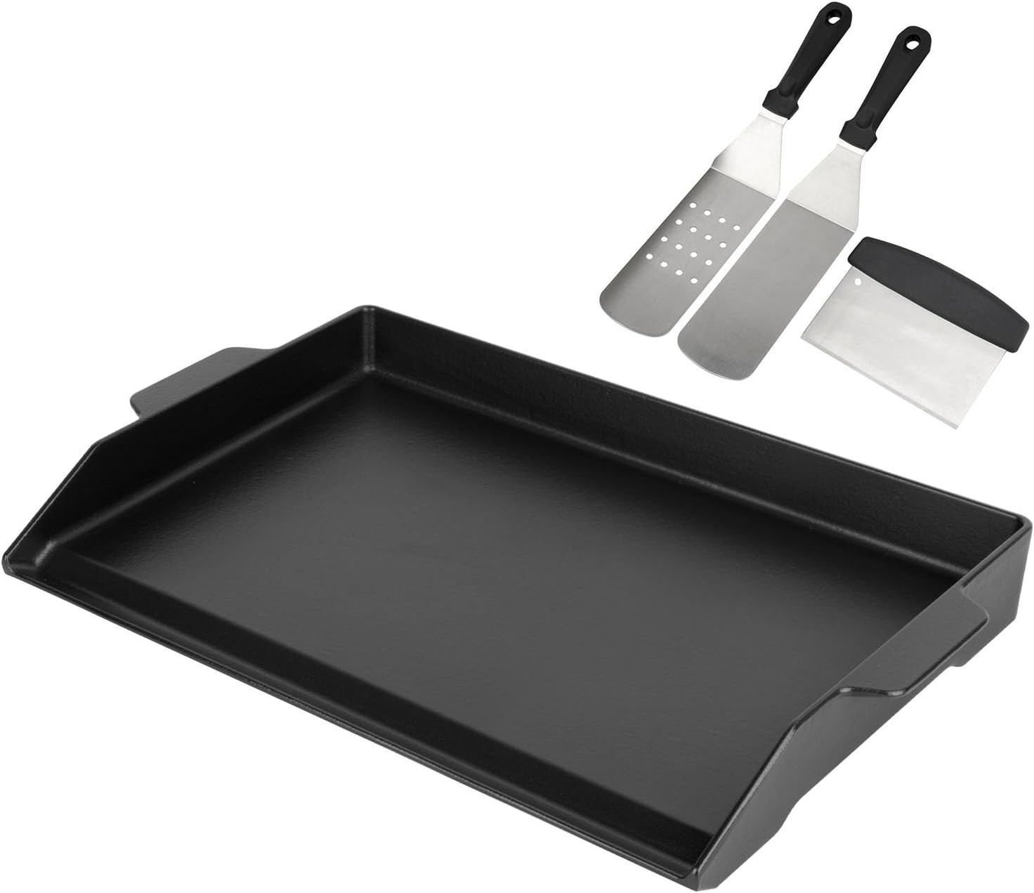 Cast Iron Griddle for Gas Grill with Spatula Set, 23″ x 16″ Nonstick Griddle