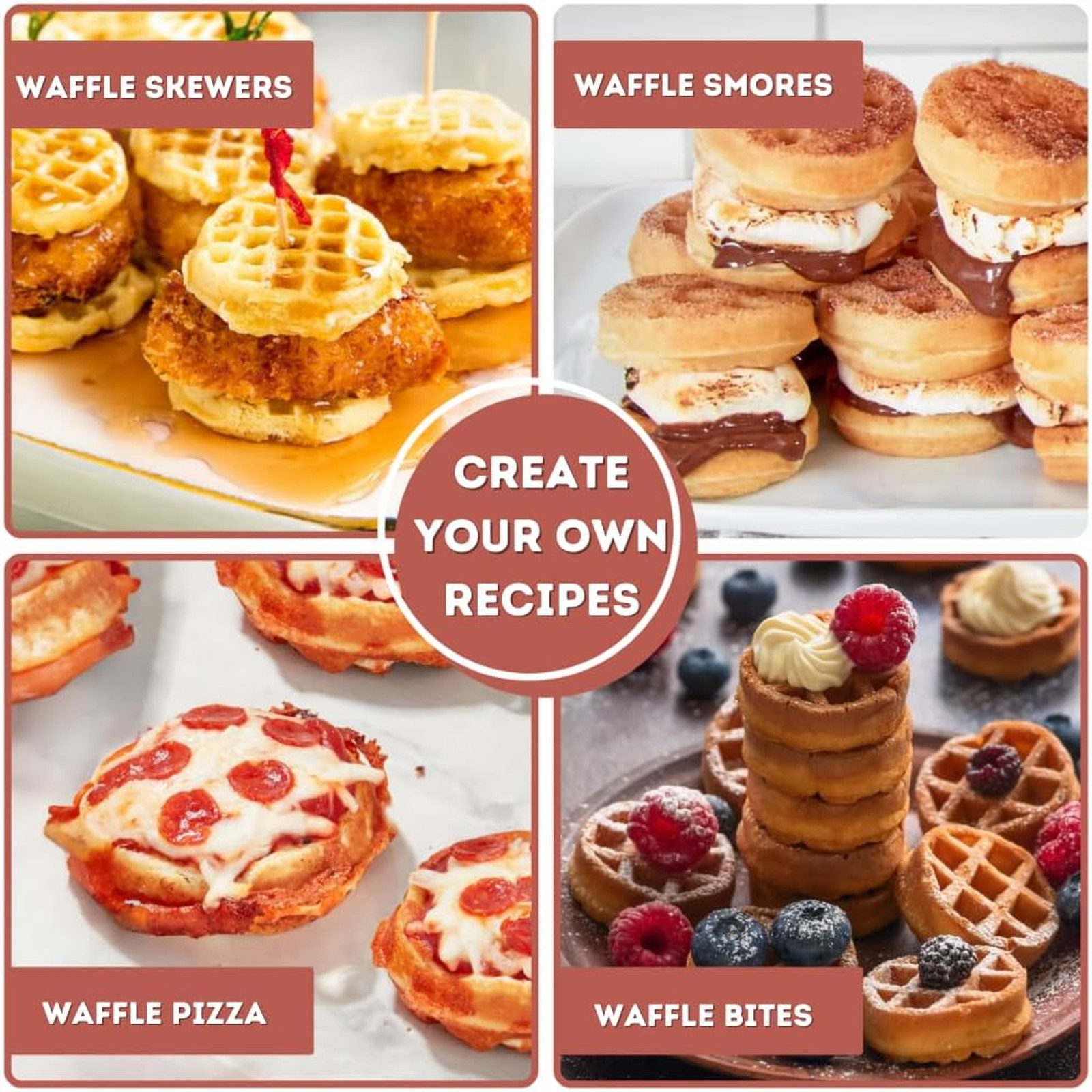 Mini Waffle Maker Machine 16 Hole Nonstick Compact Quick Heat Up Small Bites for