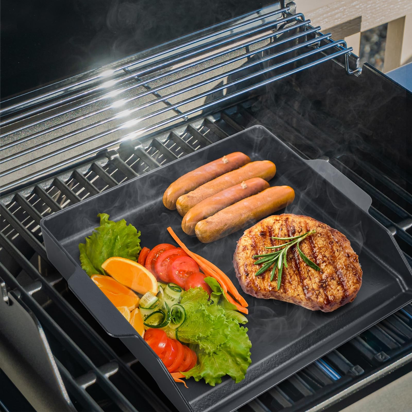 WEBROIL Cast Iron Griddle Insert 18.5″x14″ for Gas Grill