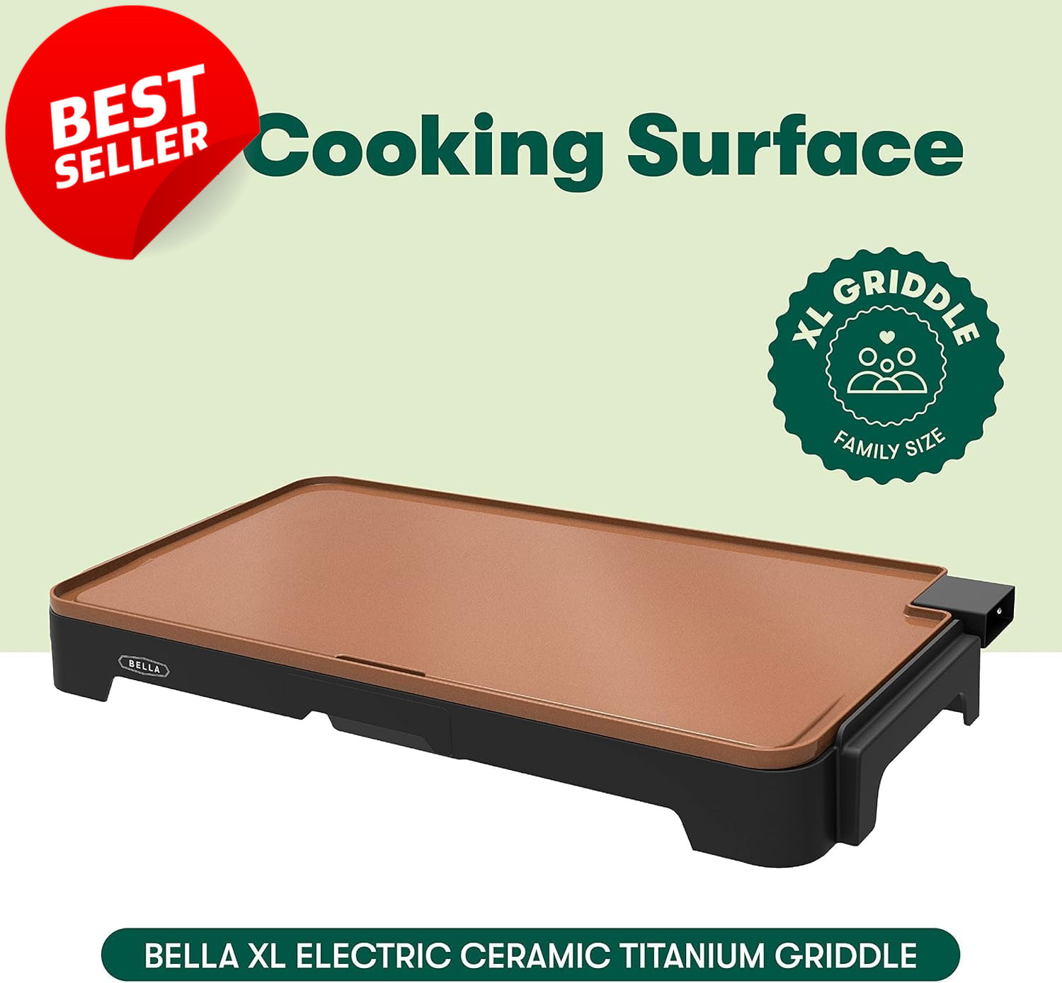 XL Electric Ceramic Titanium Griddle 12×22 Nonstick Large Cooking Surface US