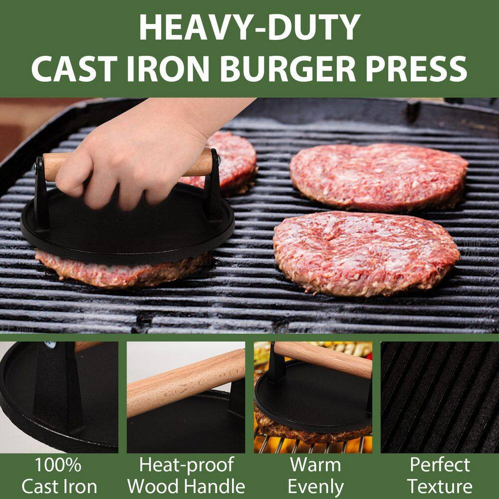 Smash Burger Kit for Flat Top Griddle Grill Cooking and Outdoor Barbecues, Black
