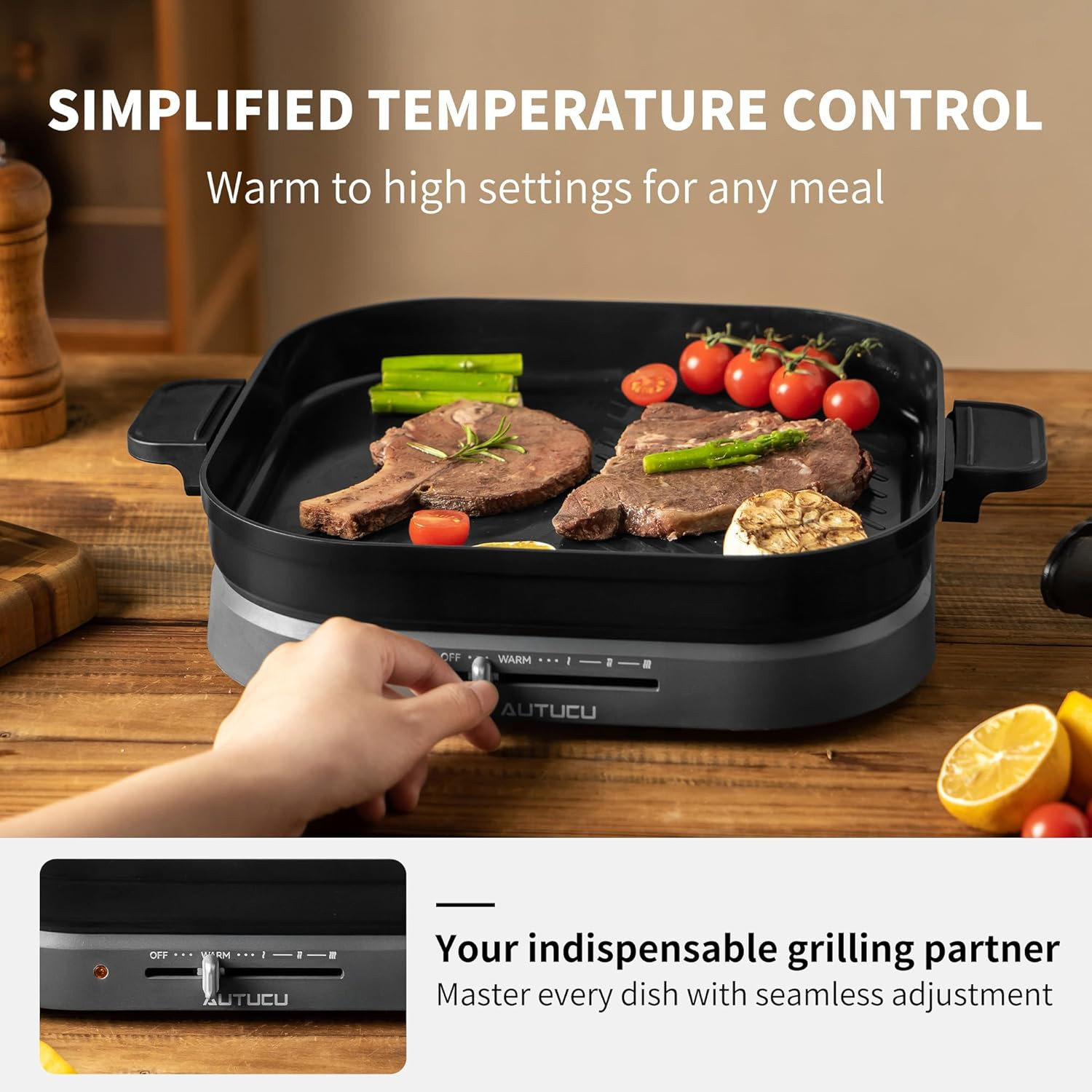 T2NA 2-In-1 Electric Griddle Nonstick Flat Grill, Pfoa-Free Ceramic-Coated Surfa