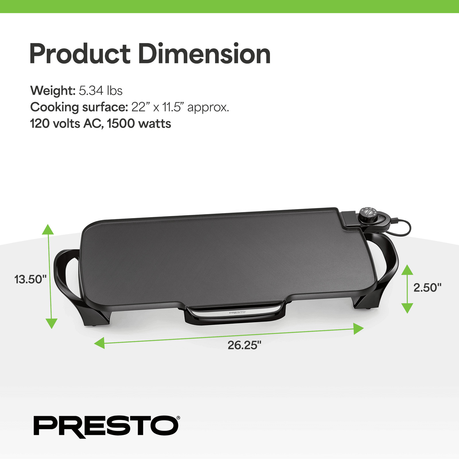 22-inch Electric Griddle with Removable Handles 07062