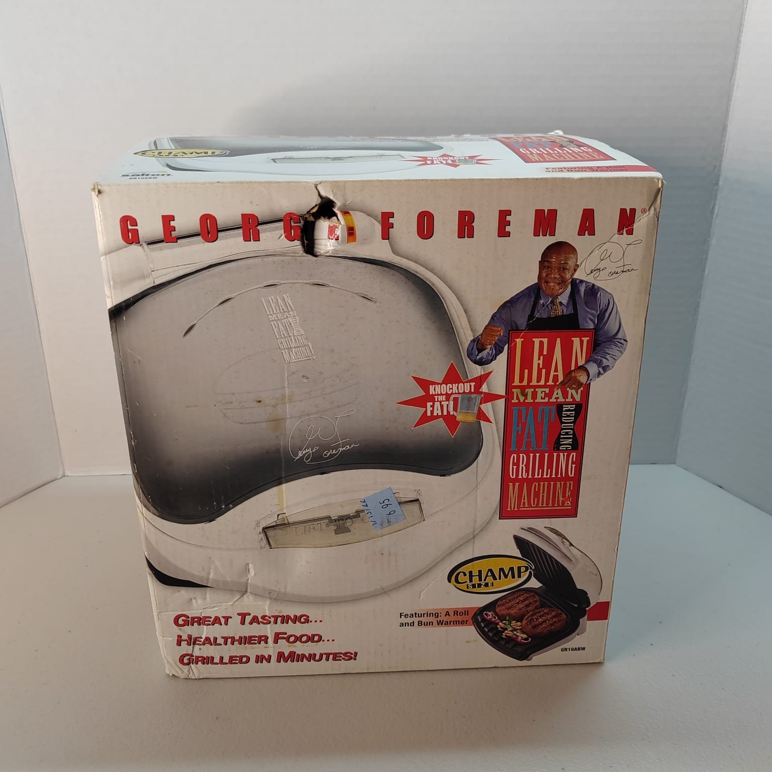 George Foreman GR10ABW Champ Grill with Bun Warmer – White