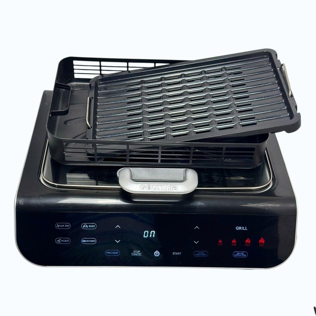 Gourmia FoodStation 5-in-1 Smokeless Grill And Air Fryer With Glass Lid GGA2100
