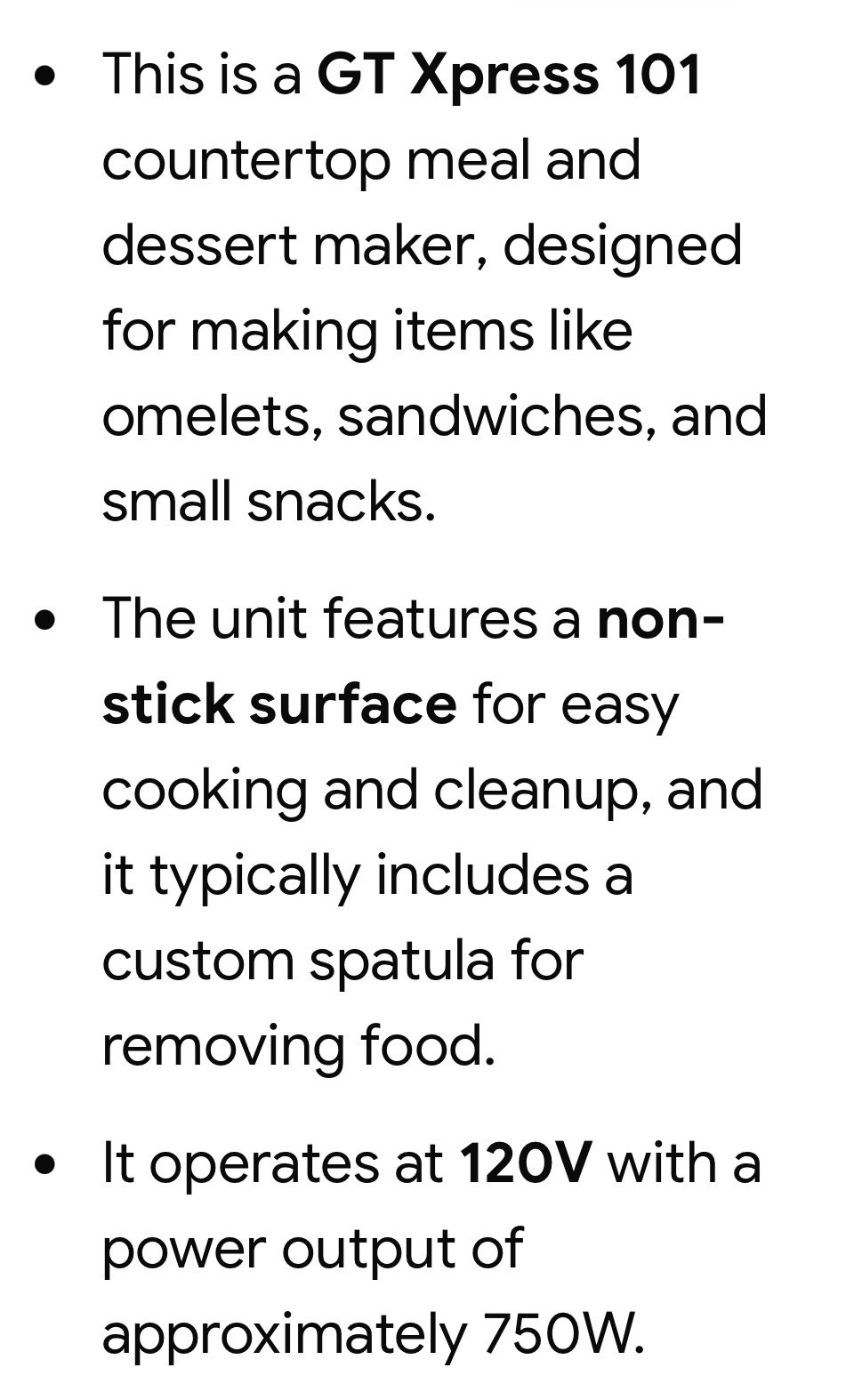 GT Xpress 101 Indoor Grill. Designed For Making Quick Sandwiches/Omelets/Dessert