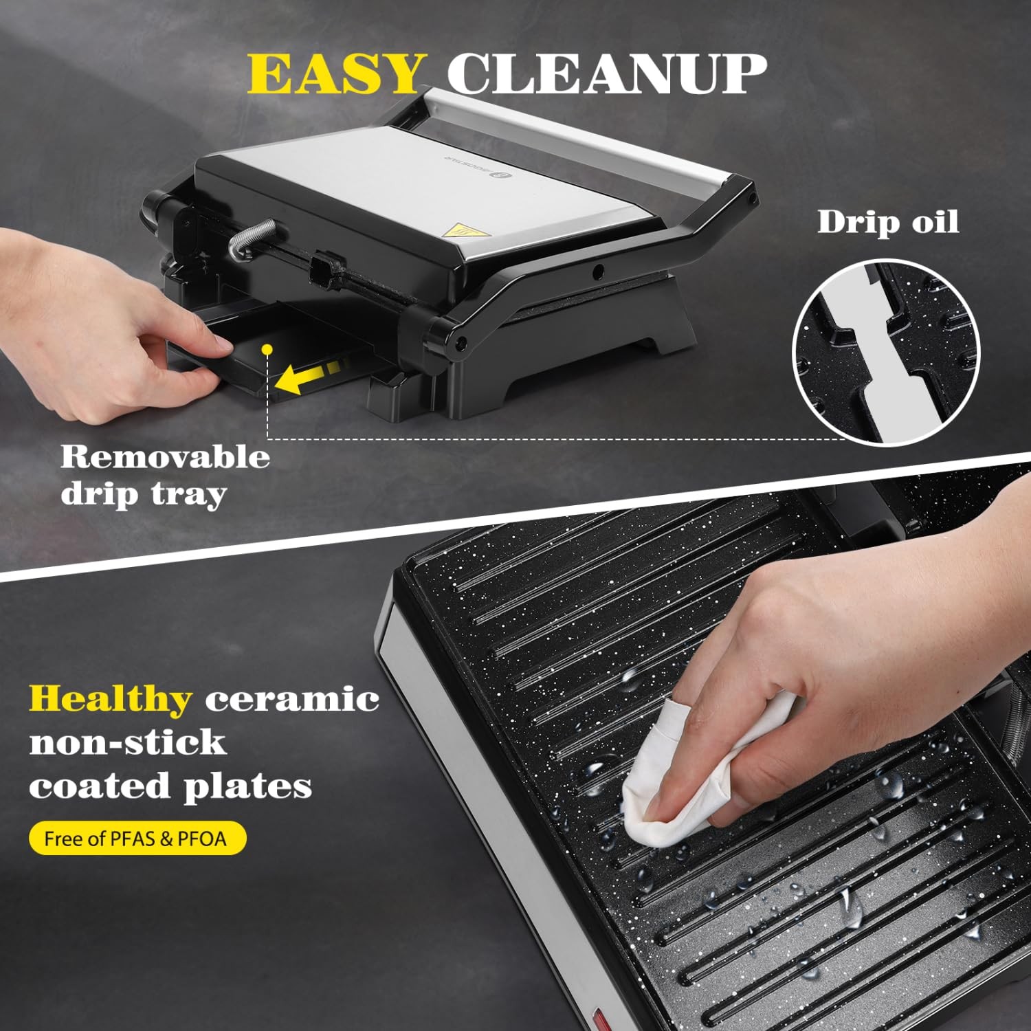 Panini Press, 1200W Sandwich Maker and Electric Indoor Grill with Ceramic Non-St