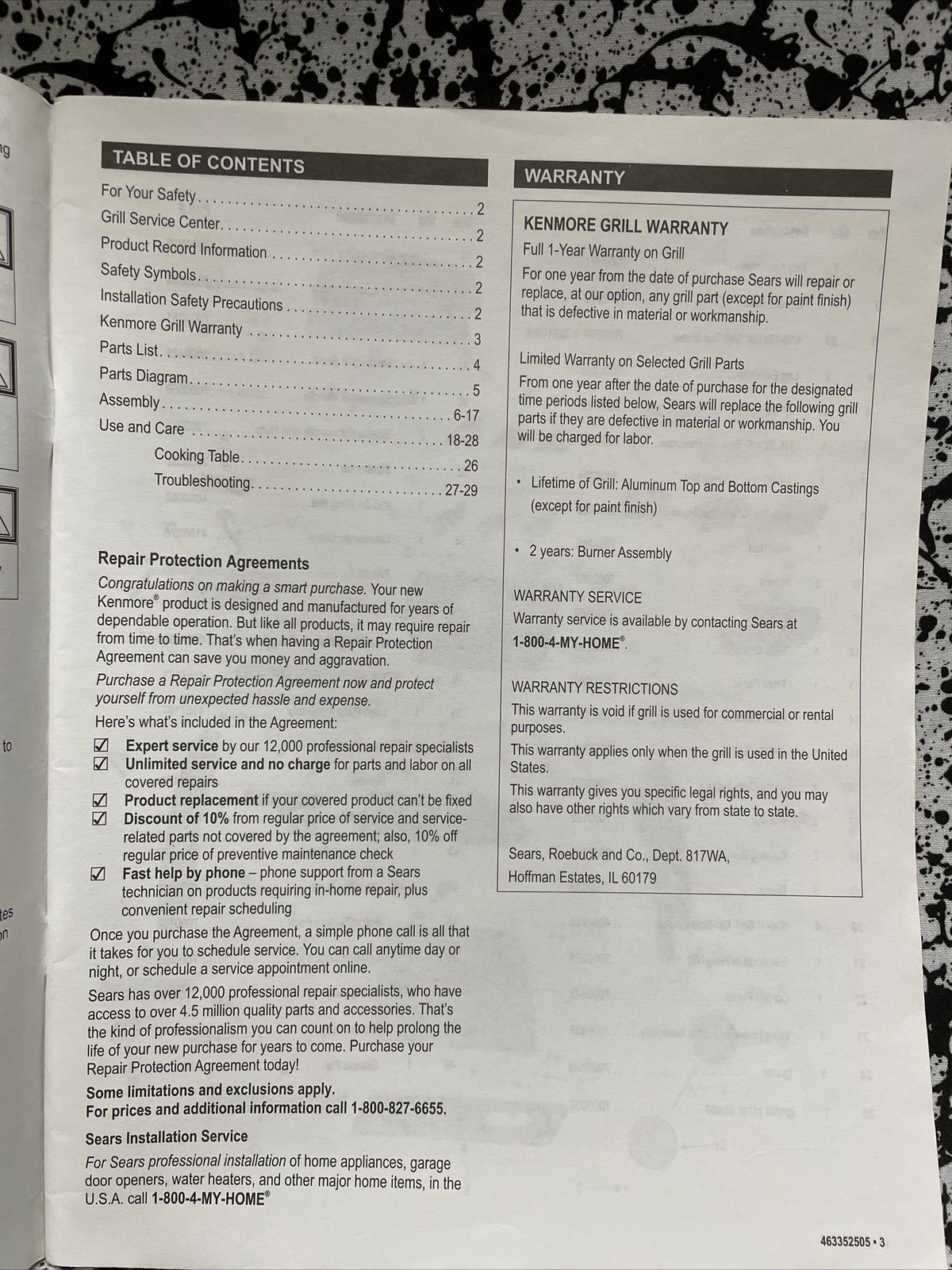 Kenmore Liquid Propane Gas Grill Instruction Owners Manual – Model 415.162150