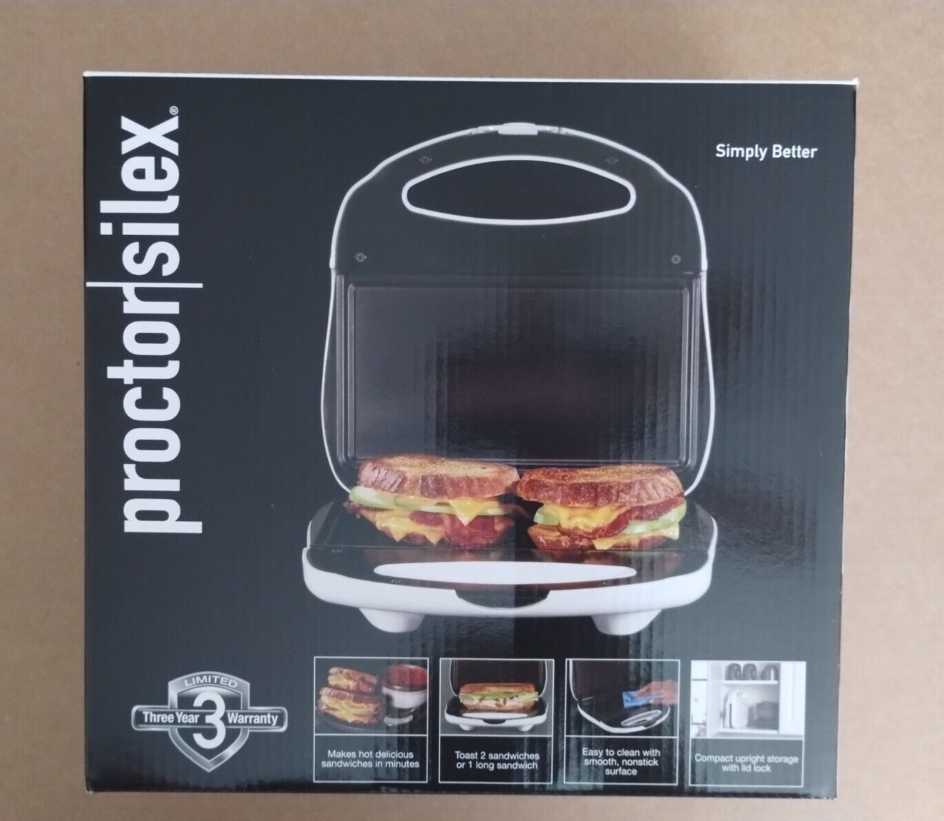 Proctor Silex Sandwich Maker Toaster PANINI press Nonstick Grill FAST FREE SHIP!