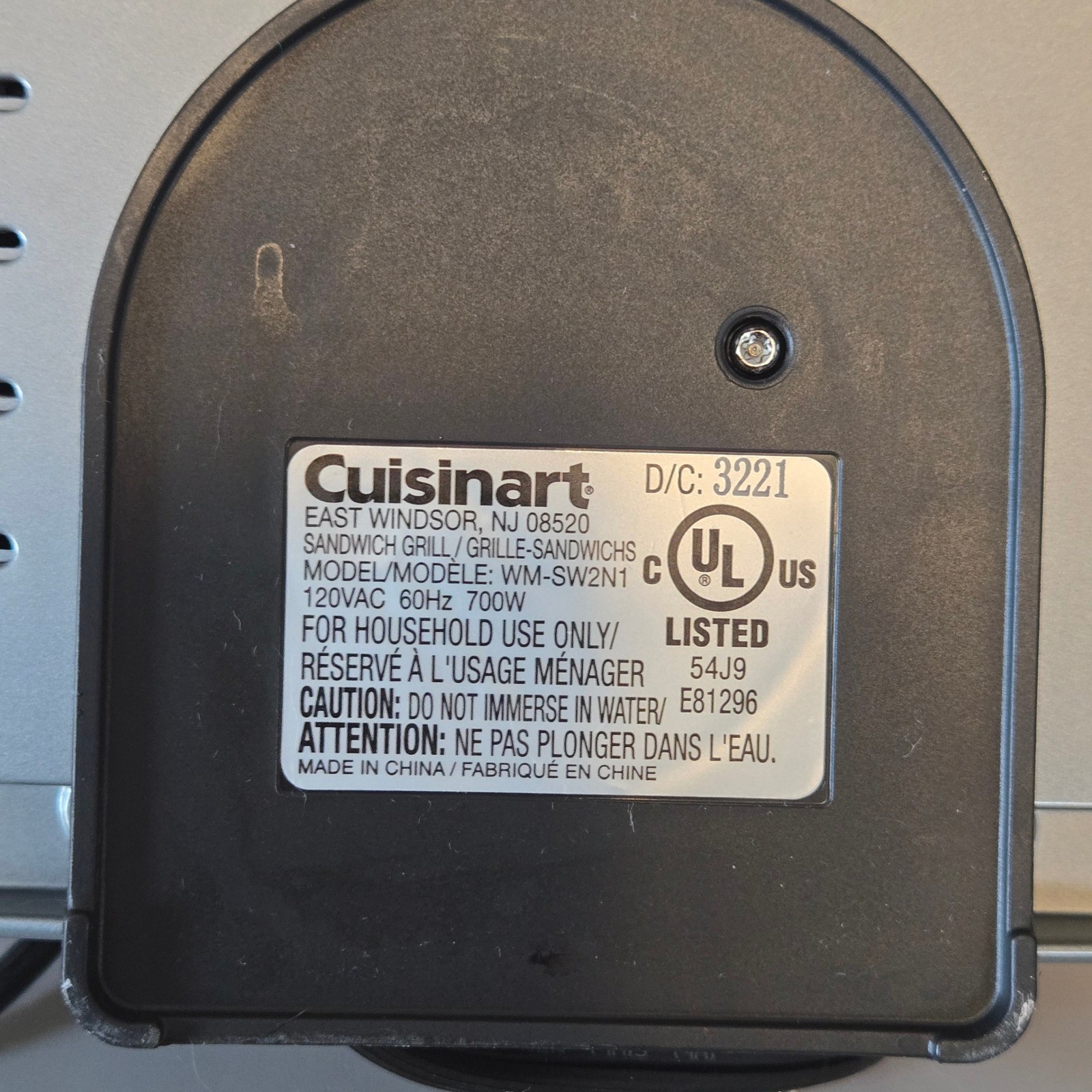 Cuisinart WM SW2N1 Silver Sandwich Grill Waffle Maker 700W – Used