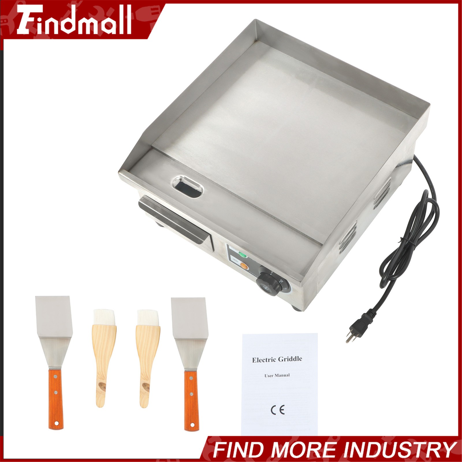 14″ Commercial Electric Griddle 1500 W Countertop Flat Top Grill 122℉-572℉
