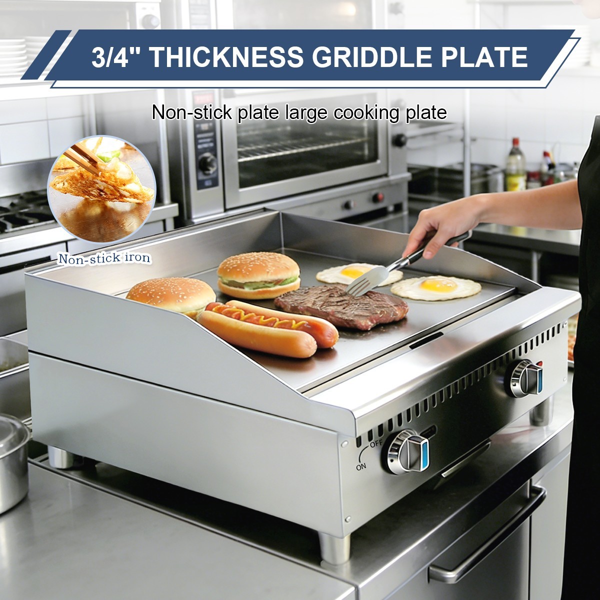 ETL 24″ Commercial Gas Griddle,2 Burners 60,000 BTU, Countertop Flat Top Grill