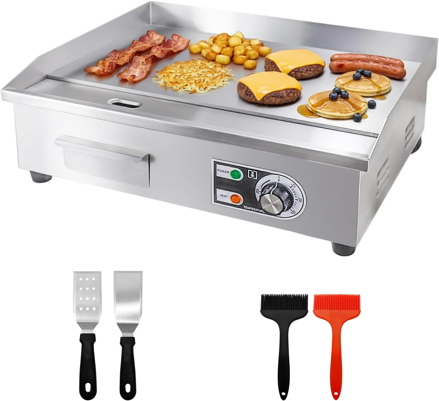 22″ Commercial Electric Griddle,Electric Countertop Flat Top Griddle,110V 1600W