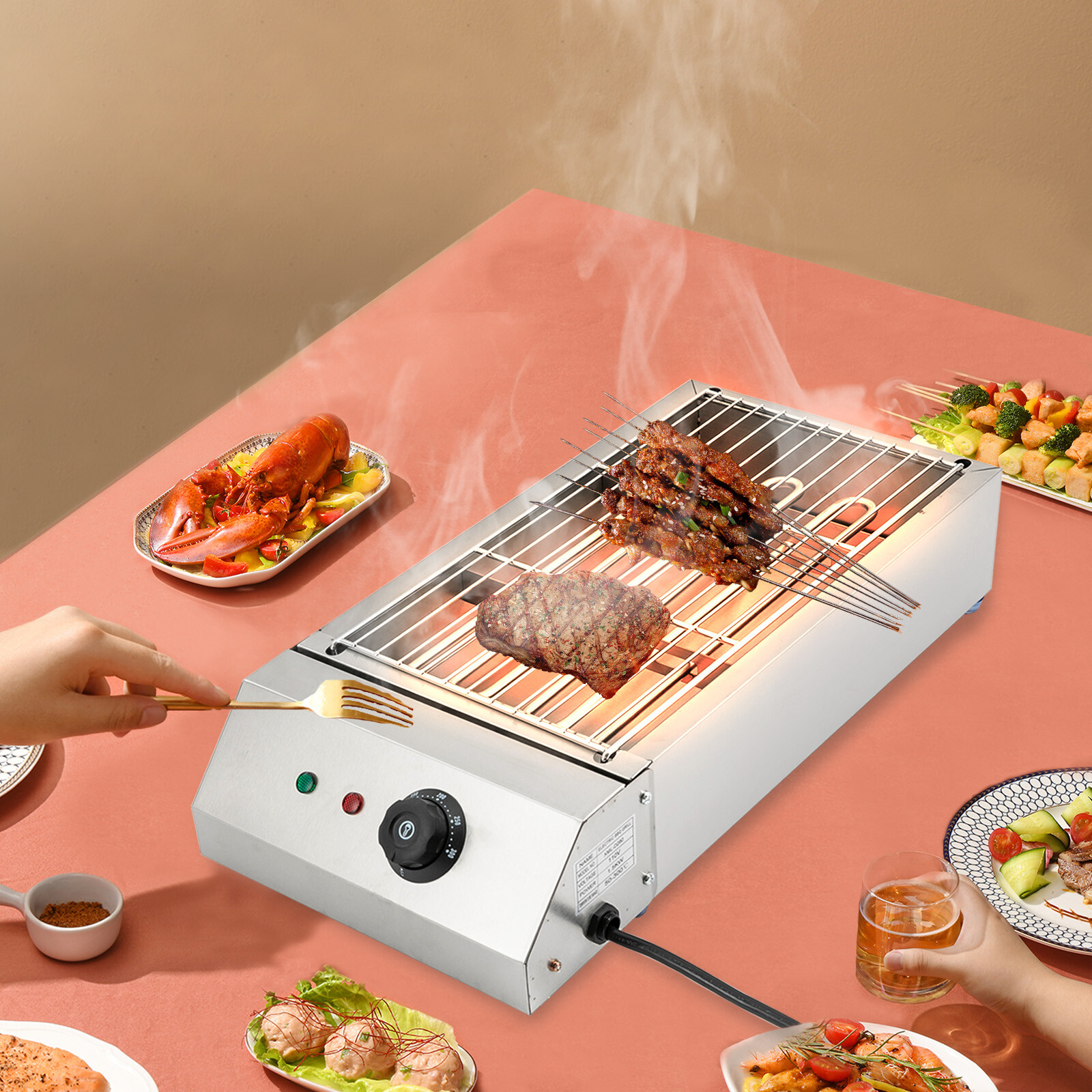 Lightweight Heat Control Electric Portable Barbecue Oven Grill, Electric Griller