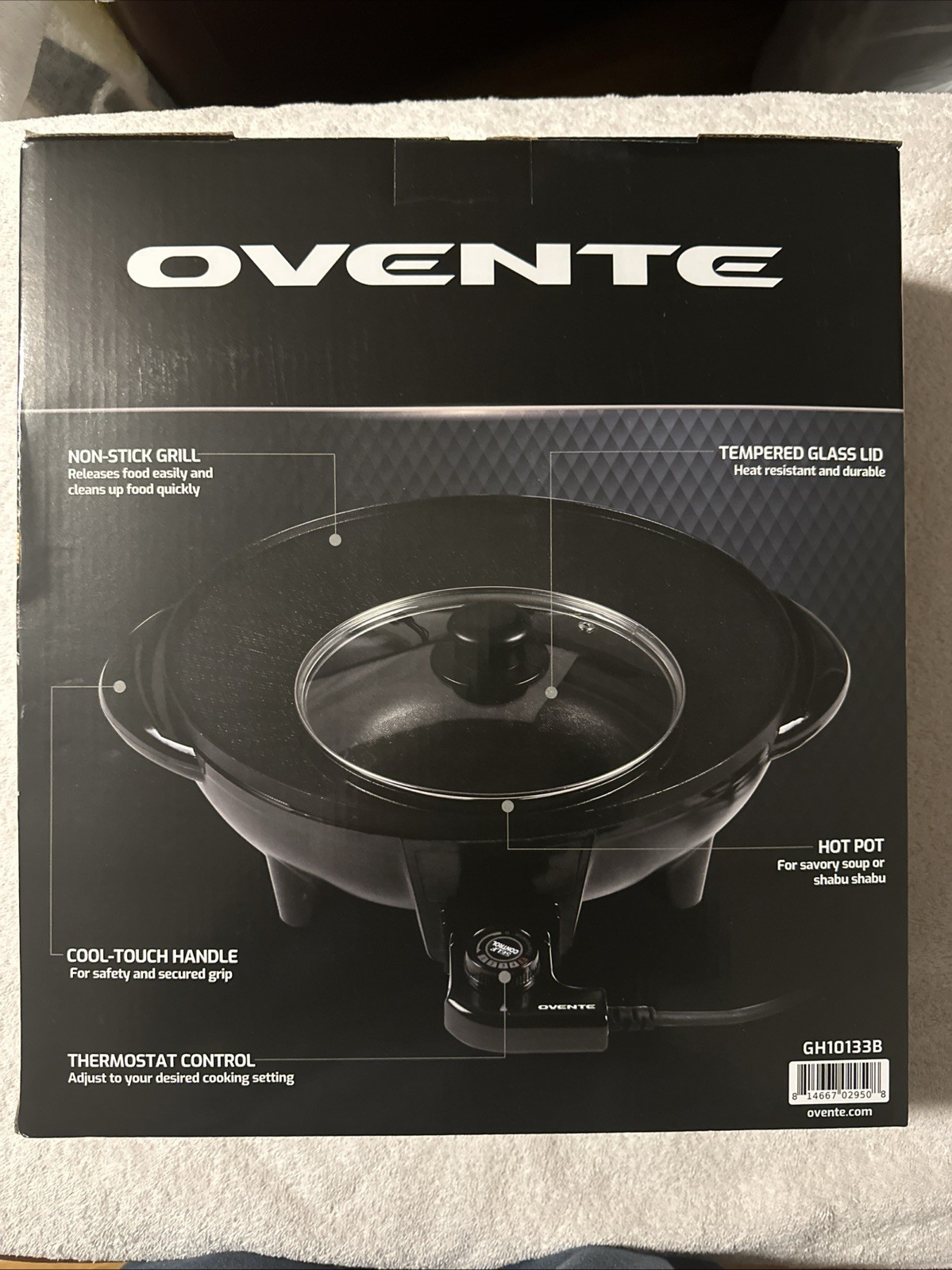 OVENTE Electric Hot Pot and Grill Combo, 2-in-1 Portable Countertop Cooker with