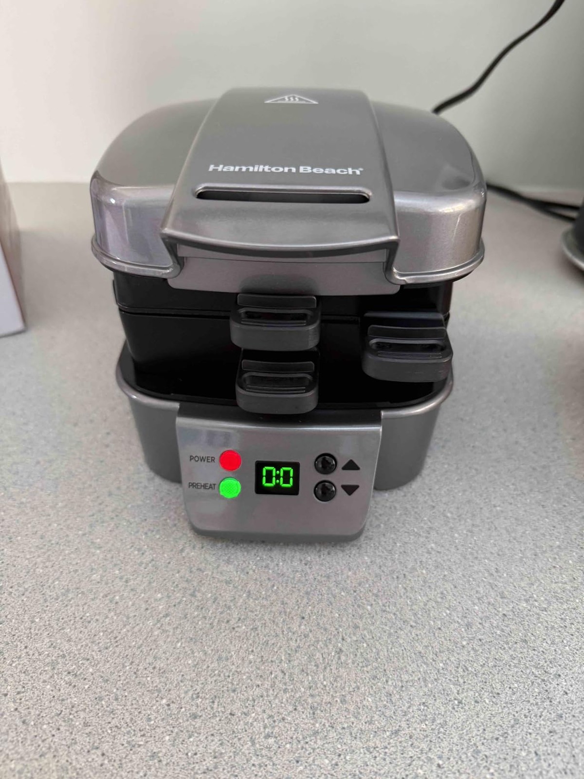 Hamilton Beach Sandwich Stacker 25471, PFAS-Free, Timer, DW Safe, Silver