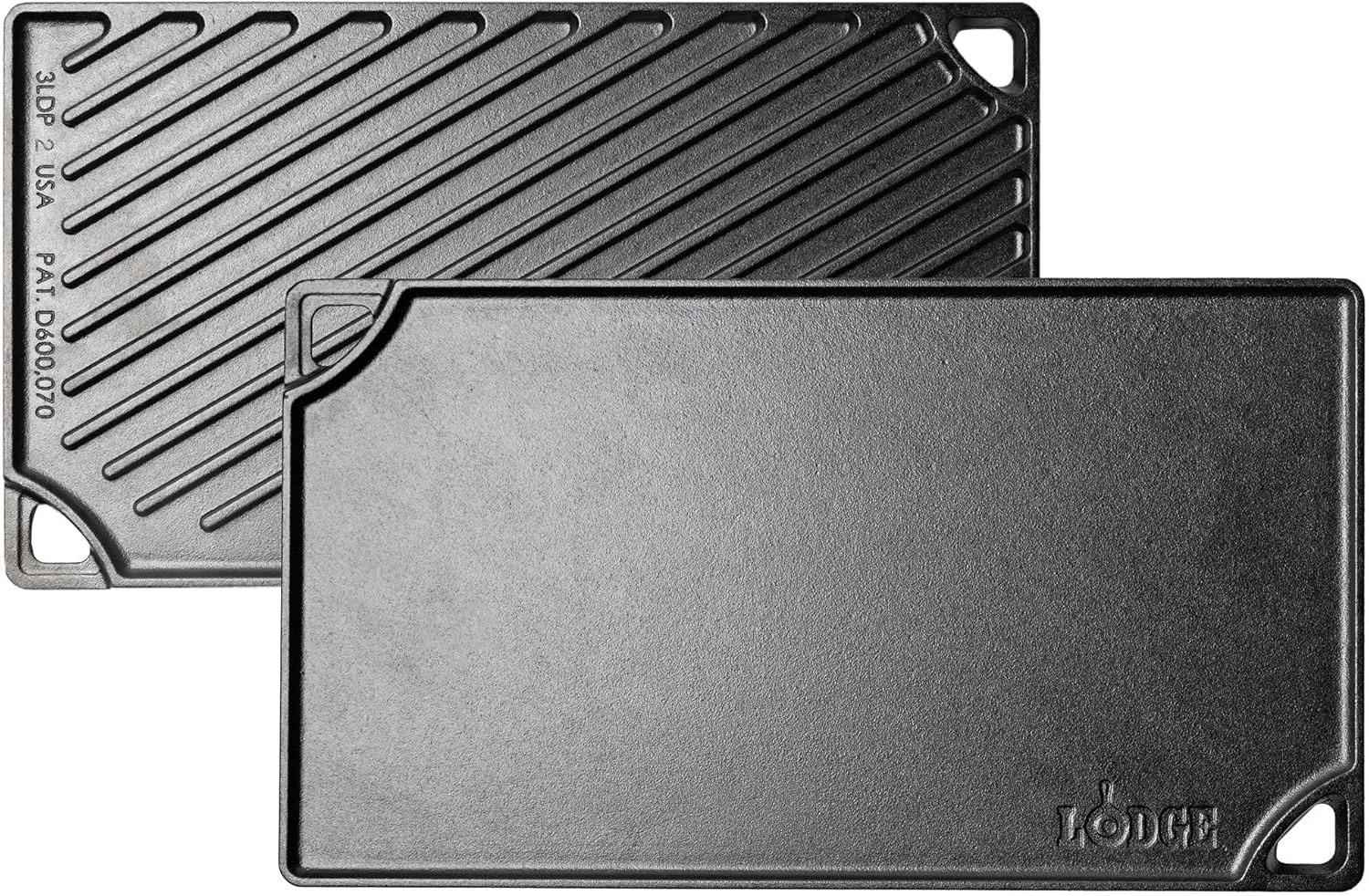 Lodge Reversible Cast Iron Grill/Griddle Pan 16.75 x 9.5 – Pre-Seasoned Dual-Sid