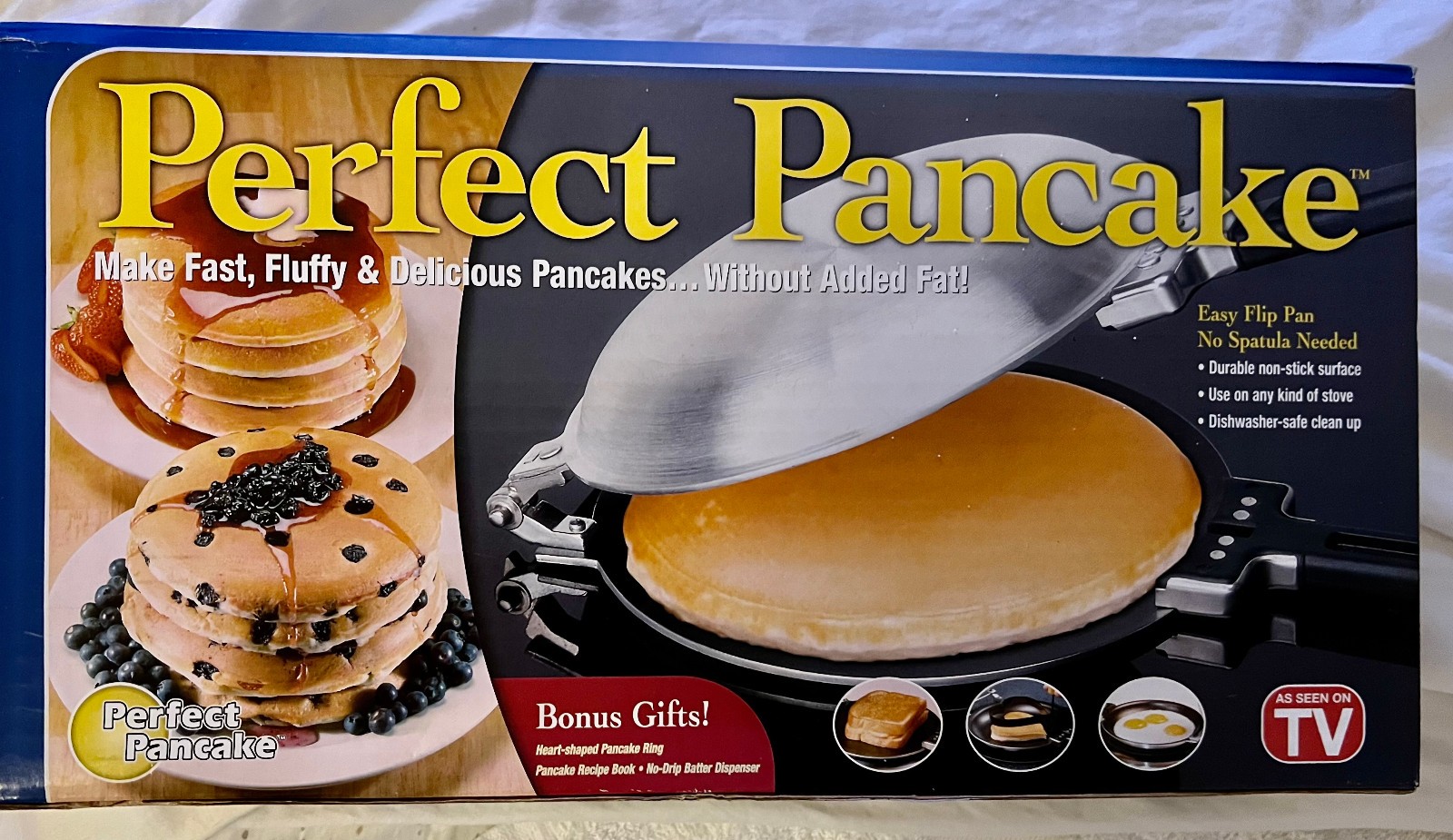 Perfect Pancake Maker NEW IN BOX Vintage As Seen On TV No Spatula Needed BONUS