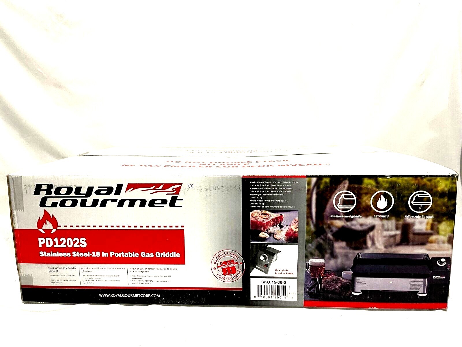 Royal Gourmet PD1202S Stainless Steel 18″ 1 Burner Portable Gas Griddle