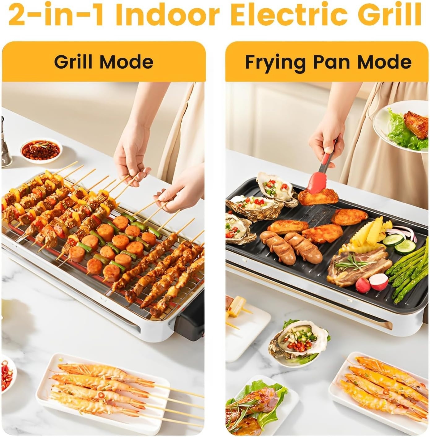 1500W Electric Indoor Grill Smokeless Korean BBQ Raclette Griddle Plate 2-in-1
