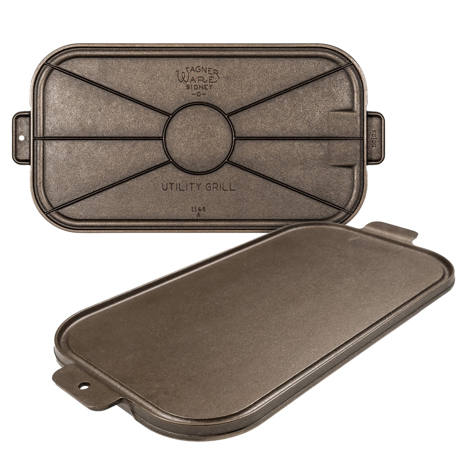 Wagner Cast Iron Griddle – 1950 Vintage Reissue in Wooden Box – Double Burner…