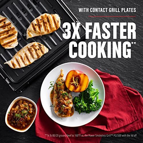 George Foreman Contact Smokeless Select a Temp. Grill, Family Size (4-6 Servi…