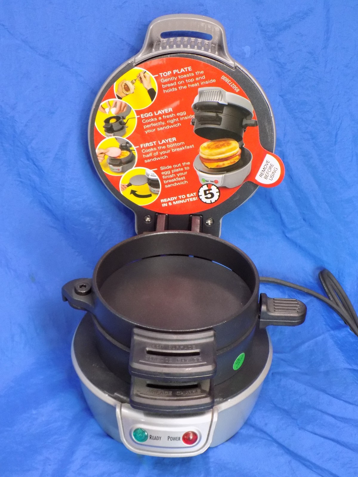 Hamilton Beach Breakfast Sandwich Maker 25475 Easy Use Easy Clean NOS