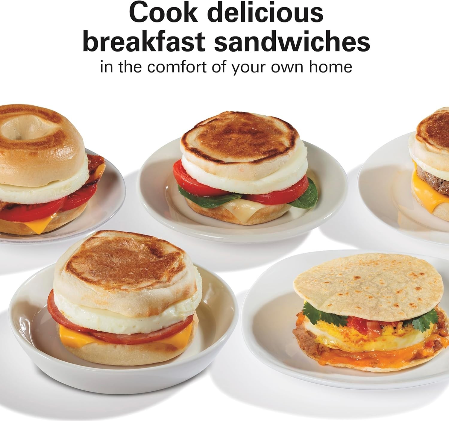 Dual Breakfast Sandwich Maker with Timer Nonstick Egg Cooker Silver