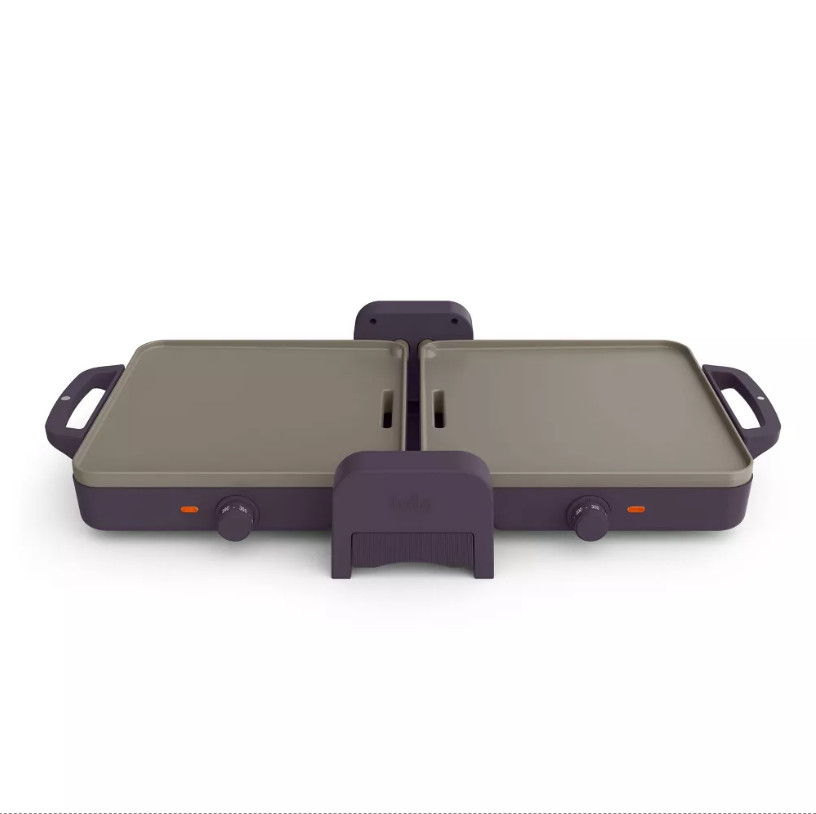 bella Dual Temp Foldable Griddle Plum Electric Countertop Breakfast Grill