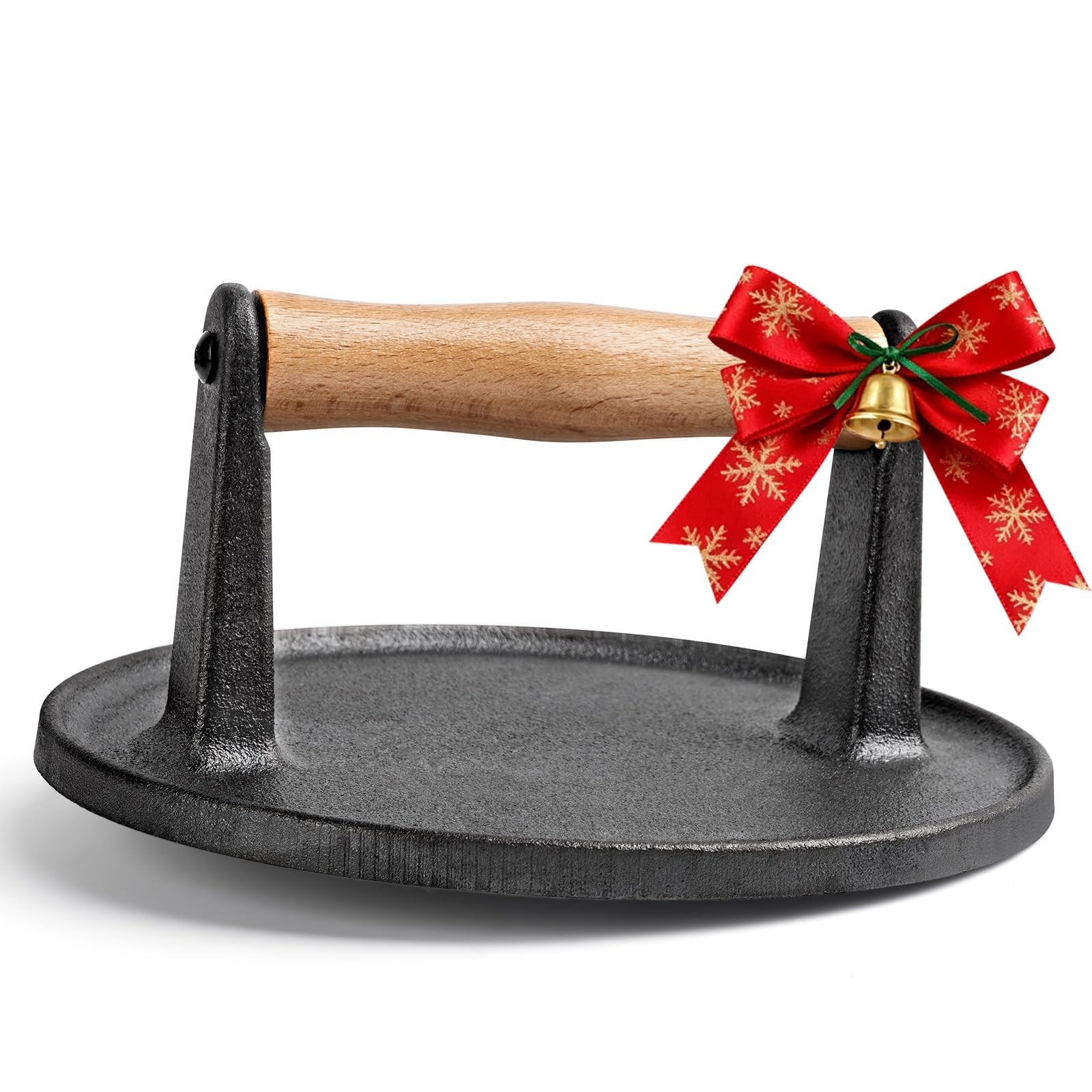 SHINESTAR Burger Press, 7″ Cast Iron Smash Press 7 inch, Round, Black