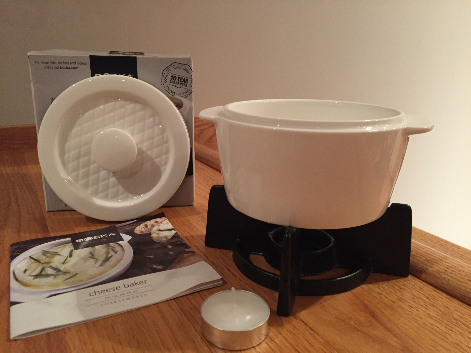 Boska Cheese Baker Oven Safe Dish Keeps Cheese Warm 4-pc set from Holland ~ NIB