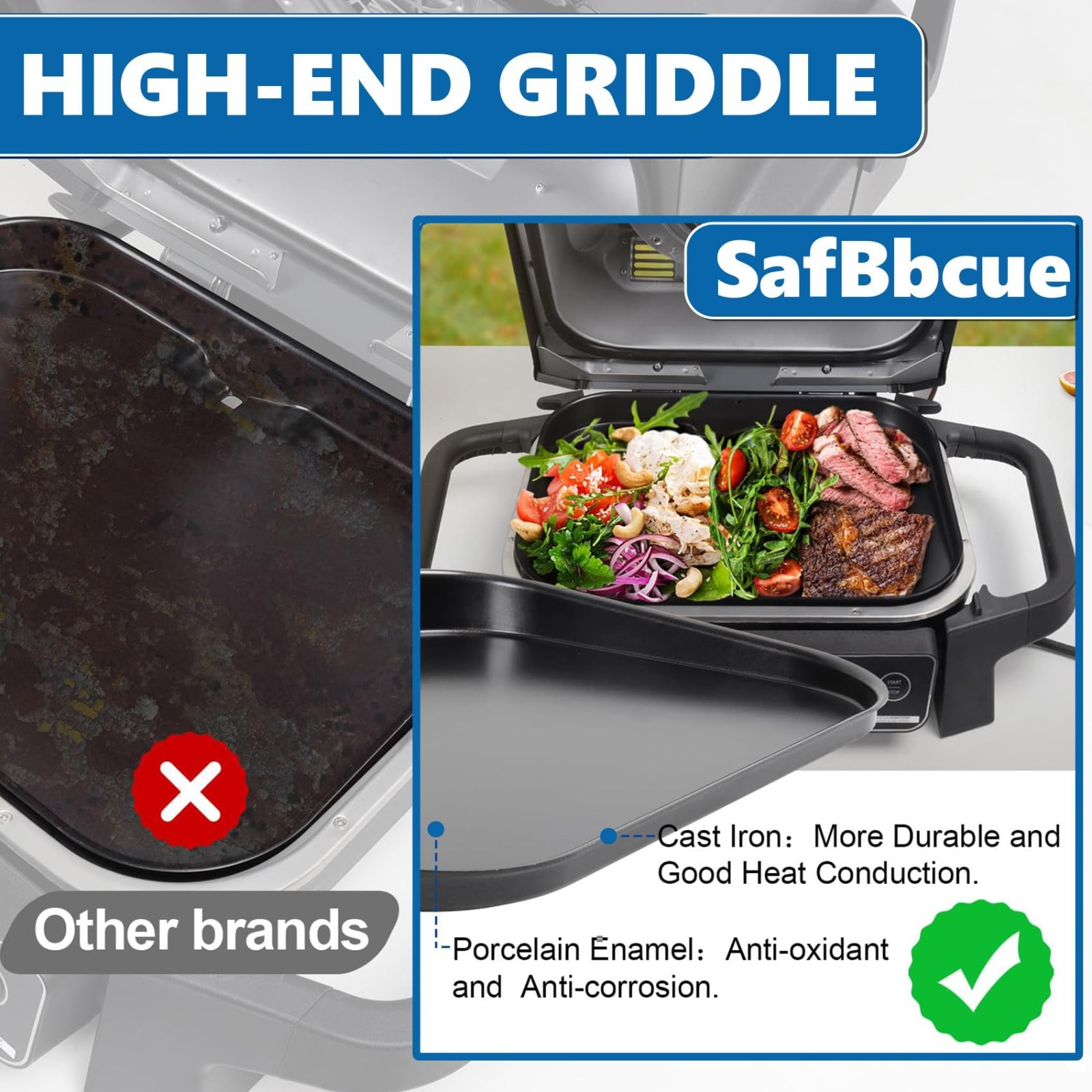 Non-Stick Flat Top Griddle Plate for Ninja Woodfire Grill XL & OG Series Accesso