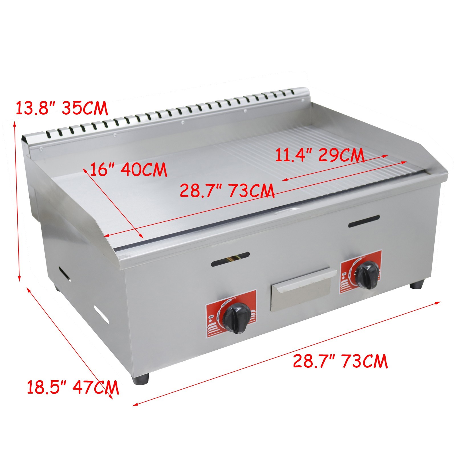 Gas Griddle Flat Top Grill 29*16in Table Bbq Grill Griddle Commercial Home Use
