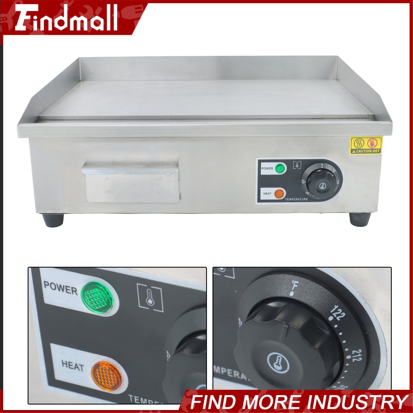 Commercial Electric Griddle 1600W 22″ Stainless Steel Flat Grill 50-300℃